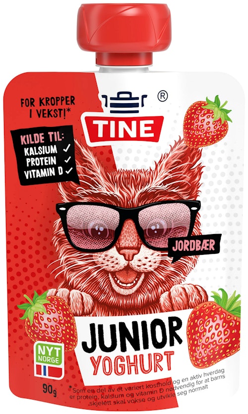 Bilde: © Tine / Kolonial.no Tine Junior Yoghurt Jordbær, 90 g