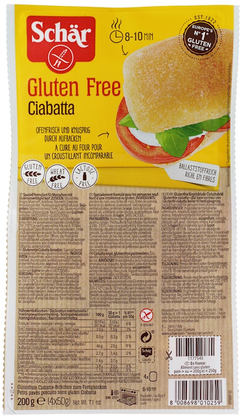 Bilde: © Schär / Kolonial.no Schär Ciabatta Glutenfri, 200 g