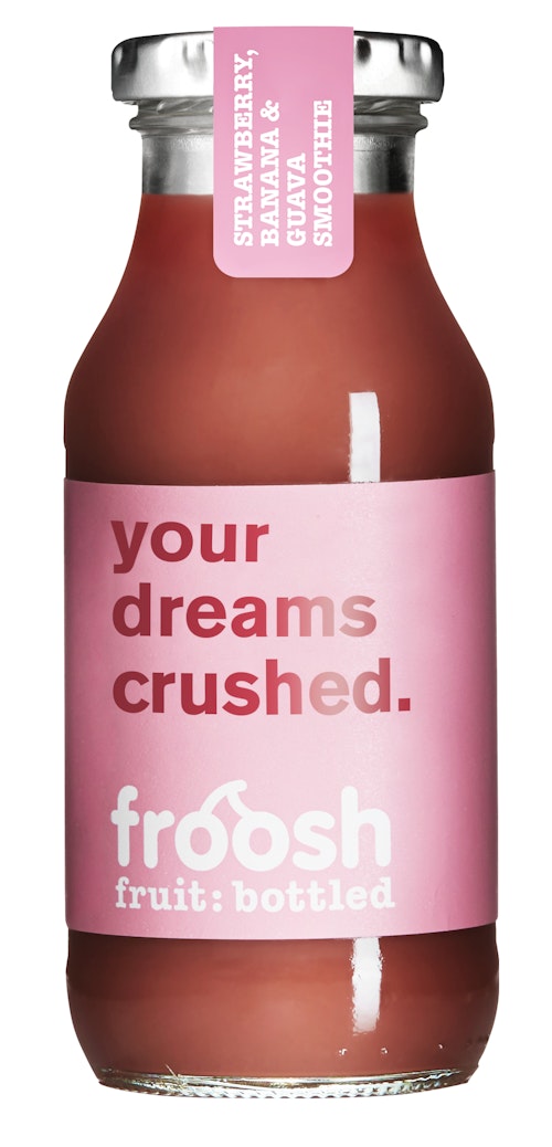 Bilde: © Froosh / Kolonial.no Froosh Smoothie Jordbær, Banan & Guava 250 ml