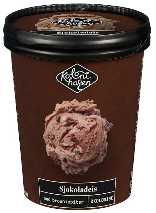 Bilde: © Kolonihagen / Kolonial.no Kolonihagen Sjokoladeis med Brownie 0,5 l