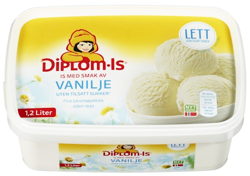 Bilde: © Diplom-Is / Oda Diplom-Is Vaniljeis Lett Uten Tilsatt Sukker
