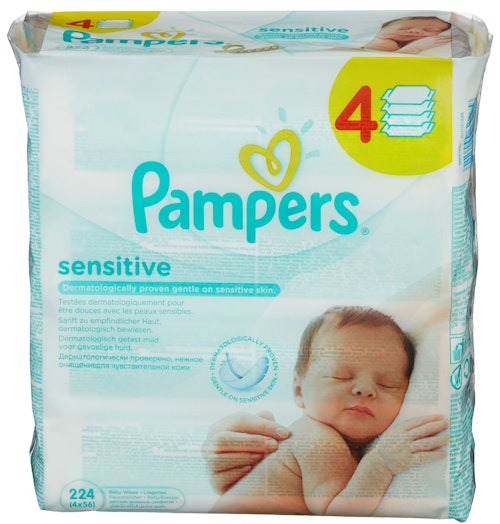 Bilde: © Pampers / Kolonial.no Pampers Sensitive wipes 4 pk, 224 stk