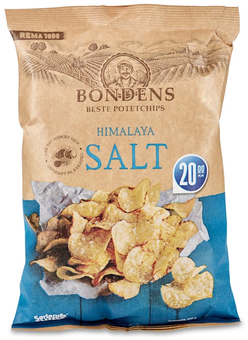 Bilde: © Sørlandschips / Kolonial.no Sørlandschips Bondens Potetchips Salt 200 g