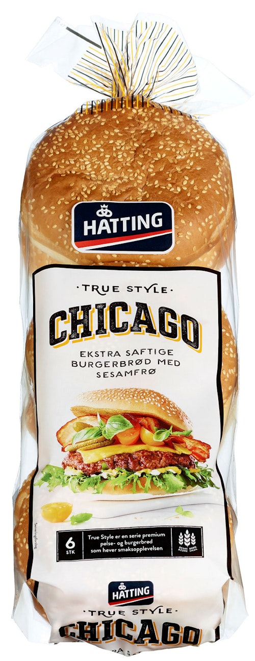 Bilde: © Hatting / Kolonial.no Hatting Chicago Hamburgerbrød 6 stk, 480 g