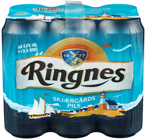 Bilde: © Ringnes / Kolonial.no Ringnes Ringnes Skjærgårdspils 6 x 0,5l, 3 l