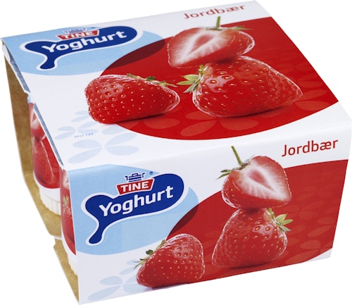 Bilde: © Tine / Kolonial.no Tine Yoghurt Jordbær 4x150g, 600 g