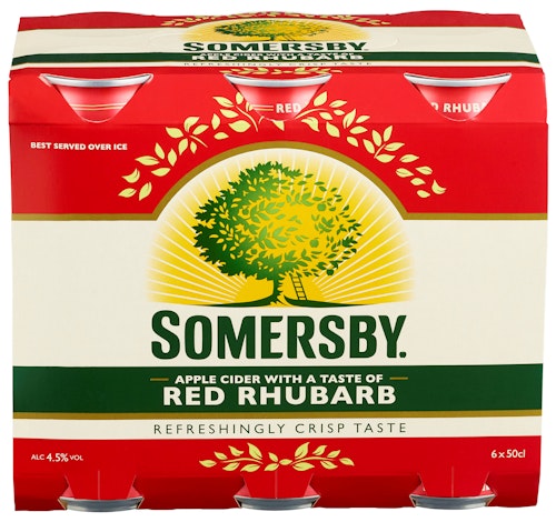 Bilde: © Somersby / Kolonial.no Somersby Somersby Red Rhubarb 6 x 0,5l, 3 l