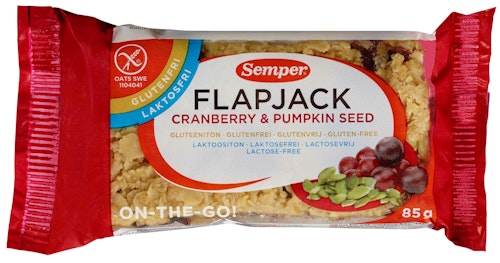 Bilde: © Semper / Kolonial.no Semper Flapjack Tranebær Glutenfri, 0,09 kg