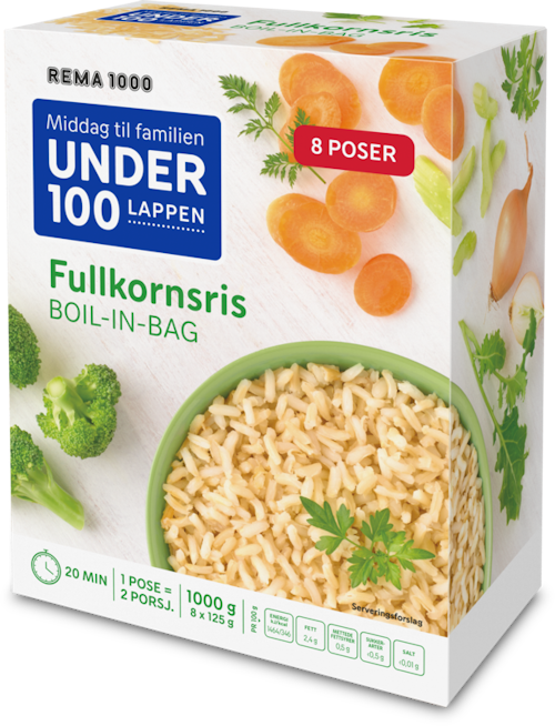 Bilde: © REMA 1000 / Oda REMA 1000 Fullkornsris Boil-in-bag 8x125g, 1 kg