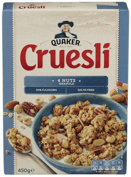 Bilde: © Quaker / Kolonial.no Quaker Crusli 4 Nøtter 450 g
