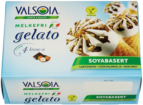 Bilde: © Valsoia / Kolonial.no Valsoia Gelato Kroneis med Sjokolade Melkefri, 300 g