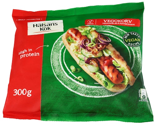 Bilde: © Hälsans Kök / Kolonial.no Hälsans Kök Veganpølse 6 stk, 300 g