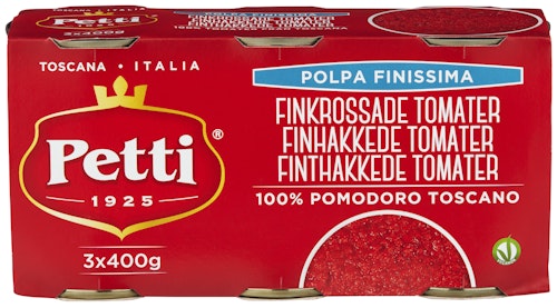 Bilde: © Petti / Oda Petti Finhakkede Tomater 3 x 400g, 1200 g