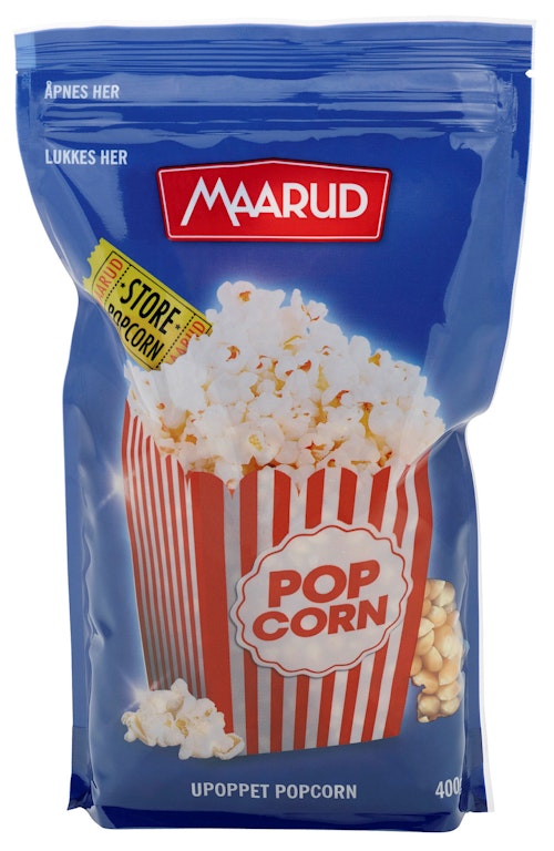 Bilde: © Maarud / Kolonial.no Maarud Popcorn Upoppet 400 g