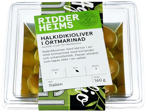 Bilde: © Ridderheims / Oda Ridderheims Halkidikioliven Med Urtemarinade, 160 g