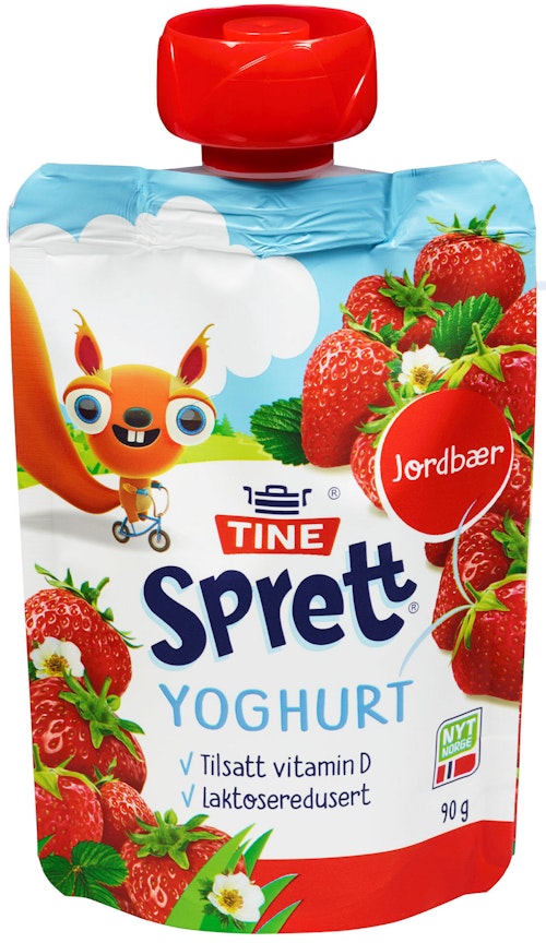 Bilde: © Tine / Kolonial.no Tine Sprett Yoghurt Jordbær, 90 g