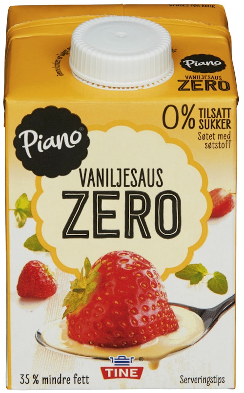 Bilde: © Tine / Kolonial.no Tine Piano Vaniljesaus Zero Uten Tilsatt Sukker, 0,5 l